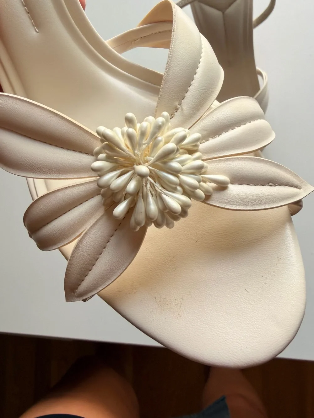 ZARA Cream-Beige Floral-Petal Strappy Heels